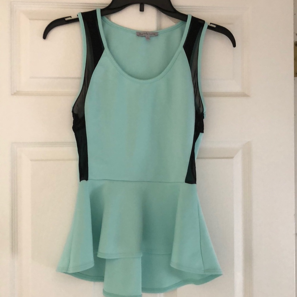 Charlotte Russe aqua and black Babydoll tank